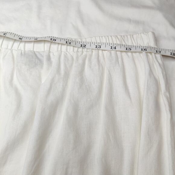 Saks Fifth Avenue Linen Cotton White Tiered Pull On Tiered Maxi Skirt XL Coastal - Picture 7 of 8